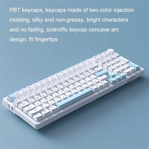 Ajazz Ak Keys Wireless Bluetooth Three Mode Hot Swap Rgb Gaming Mechanical Keyboard Blue
