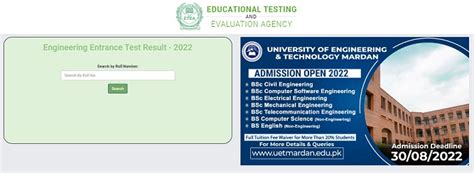 Etea Engineering Test Result 2022 Uet Mardan Admission