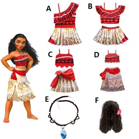 Kid Halloween Costume Moana Princess Girls Cosplay Fancy Dress Necklace