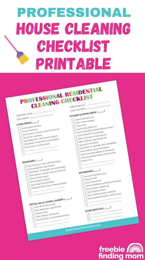 Full House Professional House Cleaning Checklist Printable Printable