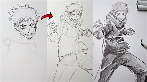 Draw Yuji Itadori Full Body Step By Step Jujutsu Kaisen Youtube