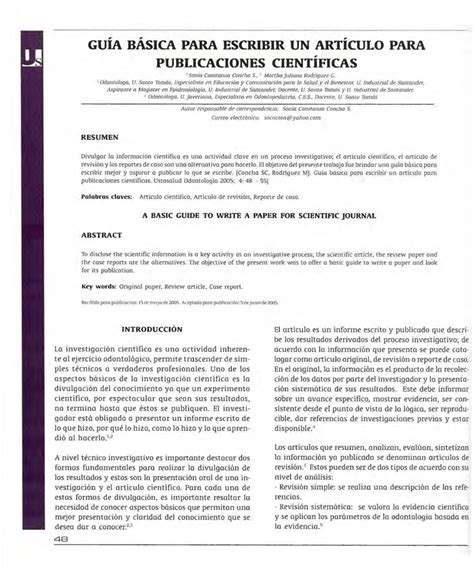 Pdf GuÍa BÁsica Para Escribir Un ArtÍculo Para Publicaciones CientÍficas