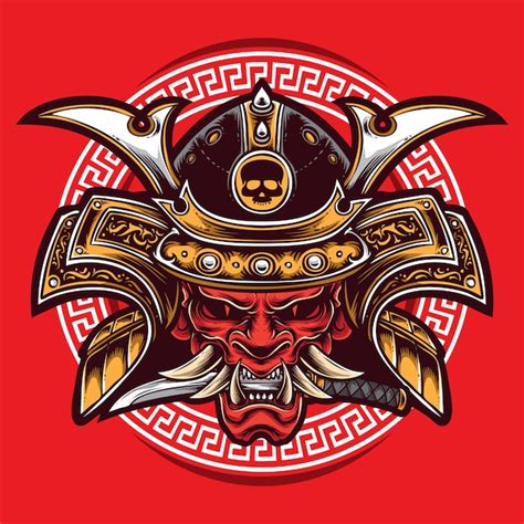 Premium Vector Oni Mask Samurai Logo