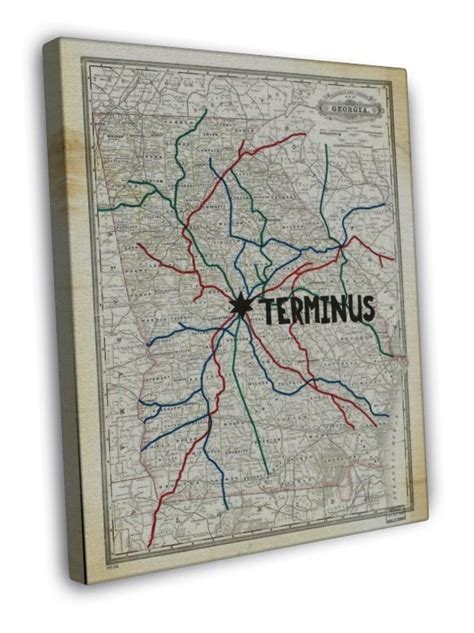 The Walking Dead Terminus Map 20x16 inch Framed Canvas Print