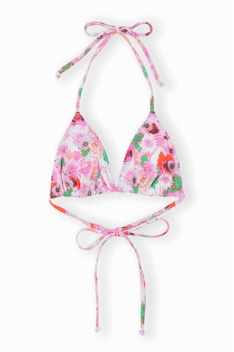 Ganni Triangel Bikini TOP Mit Floralem Print GRUENER AT