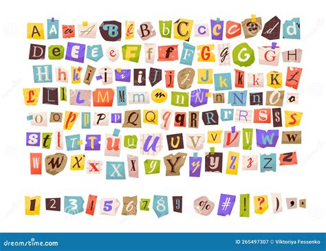 Ransom Font Colorful Criminal Uppercase And Lowercase Letters Numbers