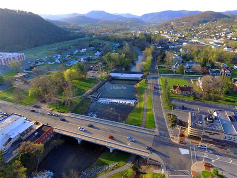 Drone Picture Elizabethton Tennessee Covered Bridge Train Downtown