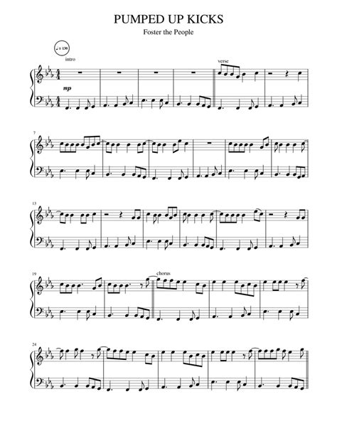 Pumped Up Kicks Foster The People Sheet Music For Piano Solo Easy