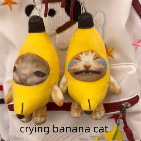 Jason 15cm Crying Banana Cat Crying Cat Meow With Sound Funny Voice Keychain Doll Pendant