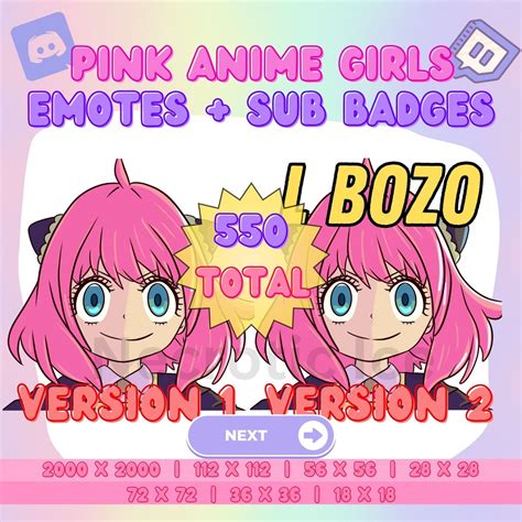 Pink Anime Girl Emote for Twitch Discord Youtube Streamer MEGA - Etsy