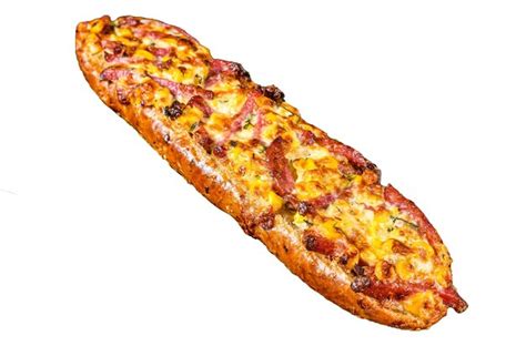 Baguette Relleno De Verduras De Jamón Tocino Y Queso En Tablero De