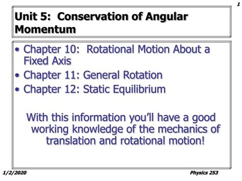 Ppt Unit 5 Conservation Of Angular Momentum Powerpoint Presentation