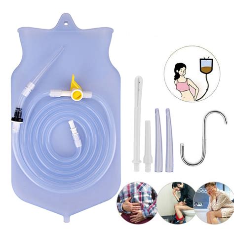 Enema Bag Kit Non Toxic Silicone2L Reusable Colonic KitLong Silicone