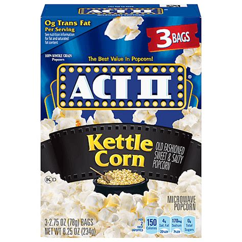 Act II Kettle Corn Microwave Popcorn 3-2.75 oz | Unpopped | Foodtown