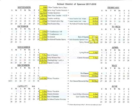 Spencer School District Calendars – Spencer, WI