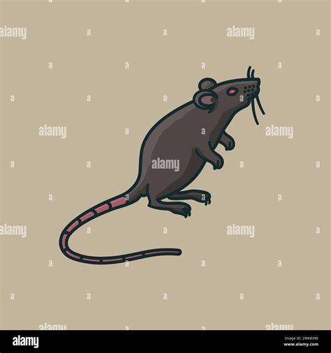 Rat Standing On Hind Legs Vector Illustration For Rat Day On April 4