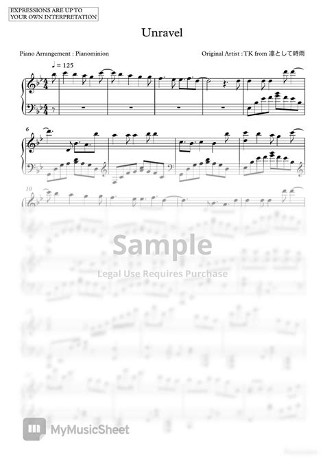 Tk From 凛として時雨 Unravel Tokyo Ghoul Op Sheets By Pianominion