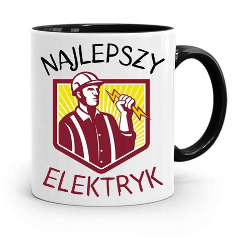 Kubek Czarny Prezent Elektryka Najlepszy Elektryk Z Nadrukiem Ze