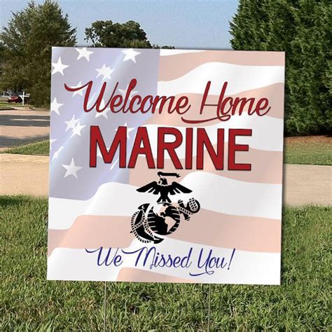 Welcome Home Marine Yard Sign 12x12 With H Stake By Mycrazydesigns