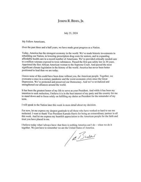 Read President Joe Biden S Statement Announcing He Is Stepping Down