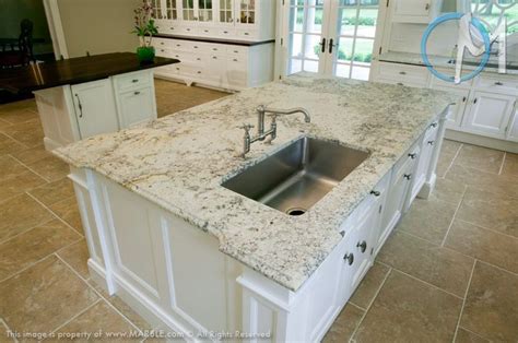 Cool White Kitchen With Bianco Romano Granite