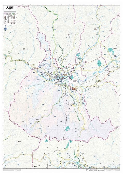 マップルの市町村別行政区分地図 熊本県 人吉市 （カラー）を印刷販売マップル地図プリント