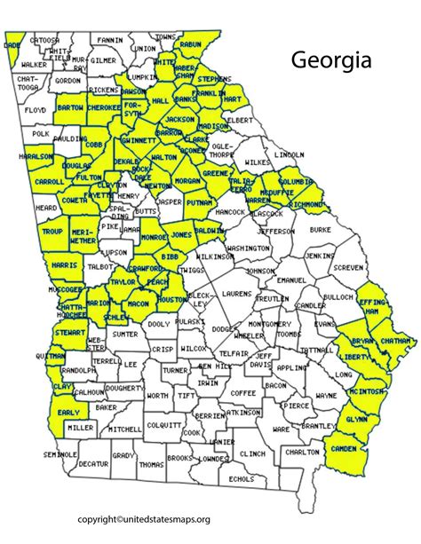 Georgia County Map Map Of Counties In Georgia With Cities