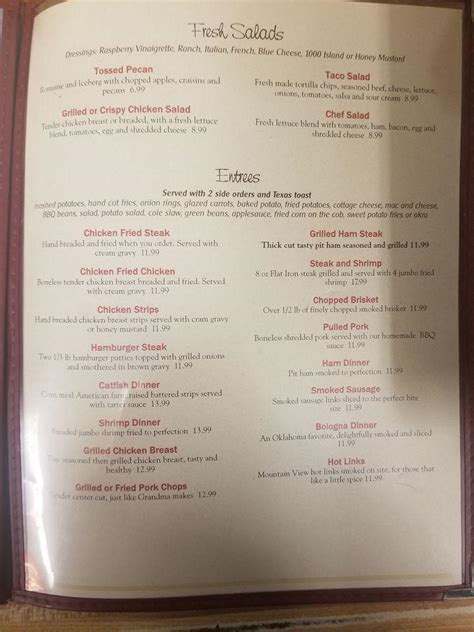 Menu At Buddy S Grill Restaurant Claremore