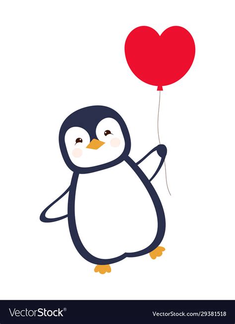 Greeting card with cute penguin valentine day Vector Image