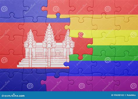 Puzzle With The National Flag Of Cambodia And Gay Flag Stock Photo Image Of Country Peace