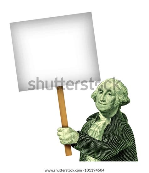 George Washington Holding Sign Wooden Handle Stock Illustration