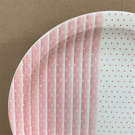 Churchill 10” Dinner Plate Dish Pink White Stripes Polka Dots England