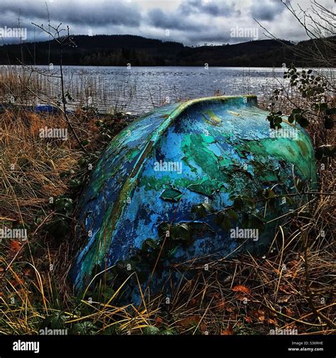 Abandoned boat on Loch Ard, Scotland Stock Photo - Alamy