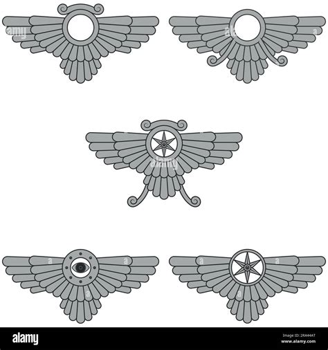 Vector Design Of Faravahar Symbol Winged Solar Disk Zoroastrian