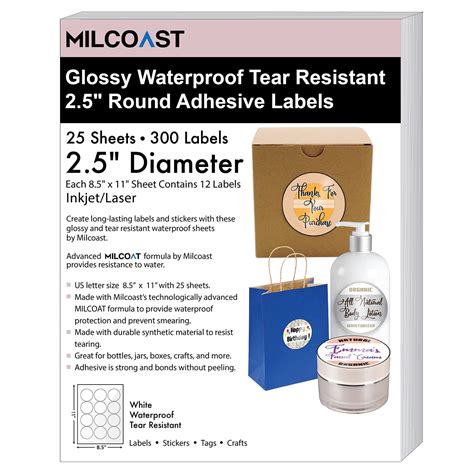 Milcoast Glossy White Waterproof Tear Resistant White Blank Adhesive