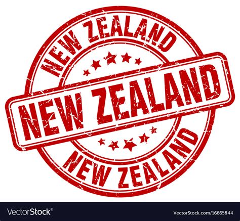 New Zealand Red Grunge Round Vintage Rubber Stamp Vector Image