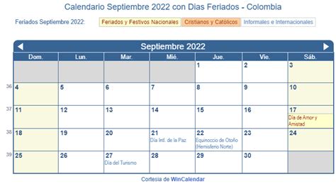 Calendario Septiembre Para Imprimir Colombia