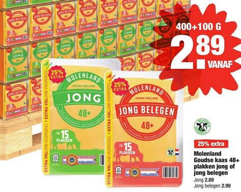 Molenland Goudse Kaas 48 Plakken Jong Of Jong Belegen 500g Aanbieding