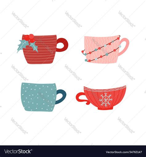 Collection Hot Drinkcups And Mugs Royalty Free Vector Image