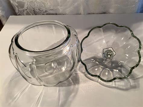 Vintage Anchor Hocking Clear Glass Pumpkin Shaped Candy Jar Or Etsy