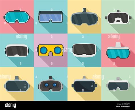 Game Goggles Icons Set Flat Set Of Game Goggles Vector Icons For Web