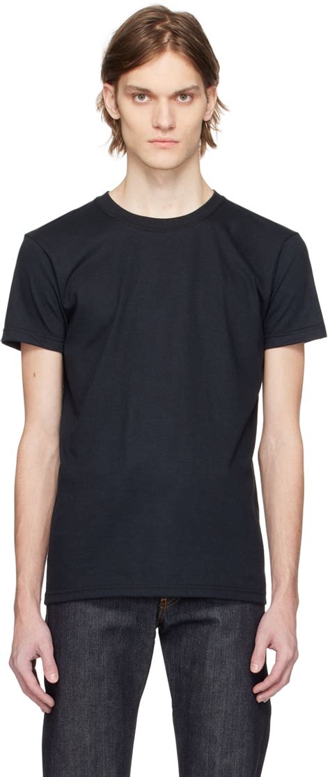 Naked Famous Denim Black Circular T Shirt In Black Circular Knit