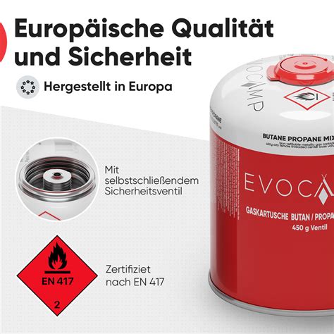 EVOCAMP 2x Propan Butan Gaskartusche 450g für Weber Q100 1200 14 50