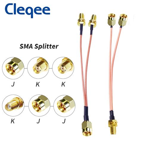 Cleqee SMA Male To 2X Female SMA Female To 2X Male Connector Splitter