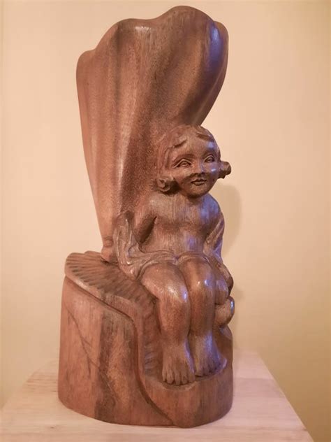 Statue Carved Putto Cm Wood Catawiki