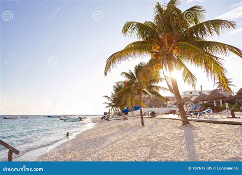 Playa De Puerto Morelos En Maya De Riviera Imagen De Archivo Imagen