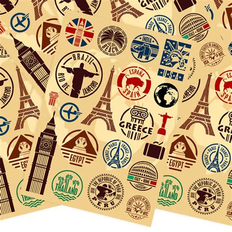 Travel Landmarks Retro Style Stickers A Lot Mall