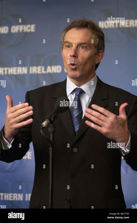 Prime Minister Tony Blair Talks At A Police Meeting Hi Res Stock