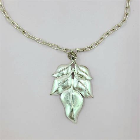 Vintage Signed Bill Blass Necklace With Large Leaves Pendant Etsy