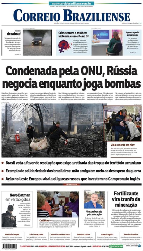 Capa Correio Braziliense Edi O Quinta De Mar O De